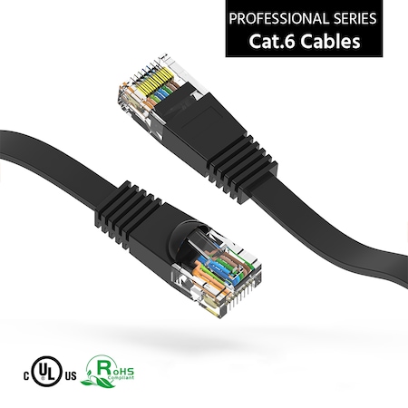CAT6 Flat Ethernet Network Cable- 0.5ft- Black